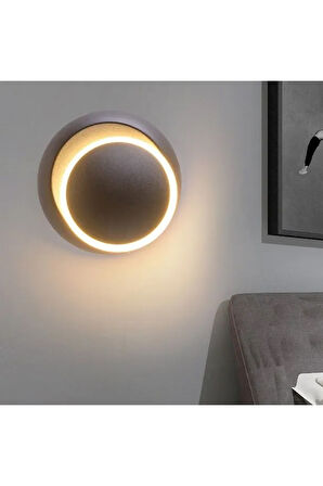  Siyah Alüminyum Kasa, Elektrikle Çalışır, 6 Watt, Günışığı,  Yatakbaşı Aplik Modern Gece Lambası