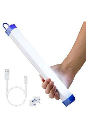  32 Cm, 20 Watt USB Şarzlı 3 Işık Modlu Kampçı, Balıkçı Feneri, Dolap İçi, Tezgah Altı Magnetli Aplik