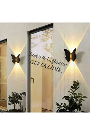  Elektrikle Çalışır, 6 Watt Amber Işık Ledli Kelebek Duvar Aplik İç ve Dış Mekan IP65 Led Duvar Aplik