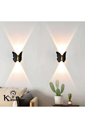  Elektrikle Çalışır, 6 Watt Amber Işık Ledli Kelebek Duvar Aplik İç ve Dış Mekan IP65 Led Duvar Aplik