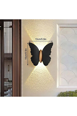  Elektrikle Çalışır, 6 Watt Amber Işık Ledli Kelebek Duvar Aplik İç ve Dış Mekan IP65 Led Duvar Aplik