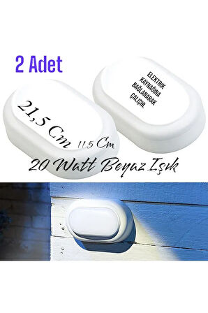  2 Adet 20 Watt Beyaz Işık Ledli Nemli Alan, Dış Mekan, Bahçe, Banyo, Teras, Balkon, Kamelya Apliği