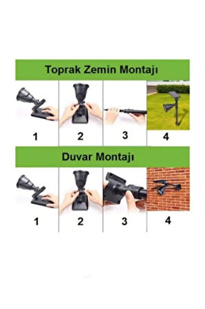  Güneş Enerjili Kazıklı Solar Armatür, Çiçek, Çim, Ağaç Aydınlatma Armatürü Yeşil Işık