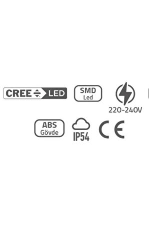  20 Watt Gün Işığı Ledli Nemli Alan, Dış Mekan, Bahçe, Banyo, Teras, Balkon, Kamelya, Veranda Apliği