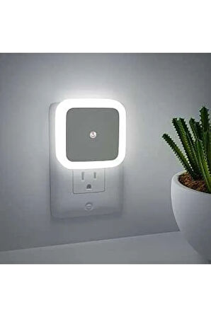 Fotoselli Led Gece Lambası, Beyaz Işık Sensörlü Gece Lambası, 1 Watt Beyaz Renk Led Gece Lambası