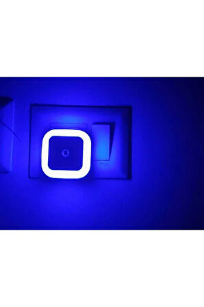  Fotoselli Led Gece Lambası, Mavi Renk Sensörlü Gece Lambası, 1 Watt Mavi Renk Led Gece Lambası