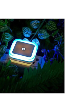  Fotoselli Led Gece Lambası, Mavi Renk Sensörlü Gece Lambası, 1 Watt Mavi Renk Led Gece Lambası