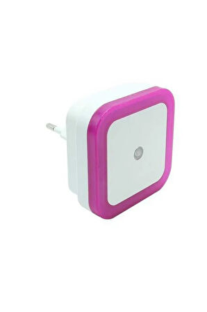 Fotoselli Led Gece Lambası, Pembe Renk Sensörlü Gece Lambası, 1 Watt Pembe Renk Led Gece Lambası