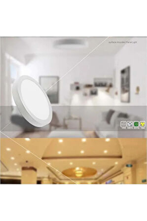  Metal Beyaz Yuvarlak Kasa Beyaz Işık Ultra Kaliteli Sıva Üstü Led Tavan Armatürü Sıva Üstü Led Panel