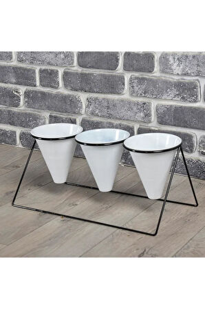  Vıpclass 3 Saksılı Metal Çiçek Standı - Saksılar Dahil - Vsb