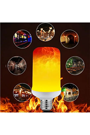  3 Işık Modlu, Alev Efektli, 5 Watt, E27 Duy Led Ampul, Alev Efektli Çok Kaliteli Birinci Sınıf Ampul