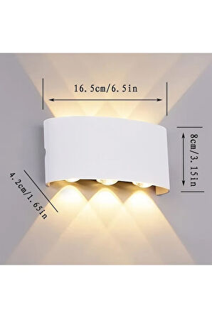  10 Watt, Gün Işığı Led Armatür, Modern Işık Desenli Aplik, Haiti Desen Armatür, İç Dış Mekan Aplik