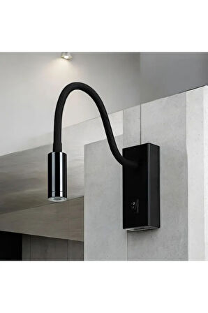  Aç - Kapa Düğmeli, Elektrik Kaynağına Bağlı Çalışır, 3 Watt Günışığı Metal Kasa, Oynar Baş Led Aplik