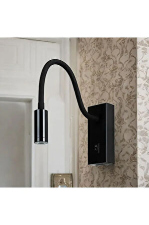  Aç - Kapa Düğmeli, Elektrik Kaynağına Bağlı Çalışır, 3 Watt Günışığı Metal Kasa, Oynar Baş Led Aplik