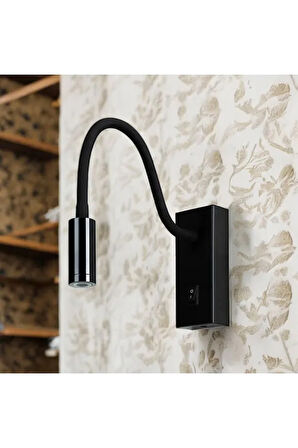  Aç - Kapa Düğmeli, Elektrik Kaynağına Bağlı Çalışır, 3 Watt Günışığı Metal Kasa, Oynar Baş Led Aplik