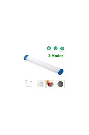 Şarzlı, 32 CM,  20 Watt, Acil Yardım Modlu, Dimli, Tekne, Çadır, Tezgah Altı Armatür, USB Şarzlı