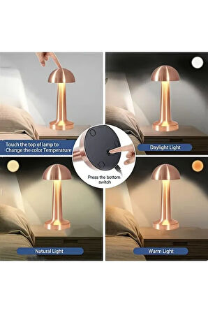 3 Farklı Işık Modlu Metal Şarjlı, Dokunmatik Masa ve Gece Lambası, Cafe, Bar, Restorant Masa Lambası