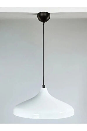 Modern Metal Sarkıt, Salon, Hol, Mutfak Avizesi, Beyaz Renk Metal Avize, 36 Cm Çapında Metal Avize