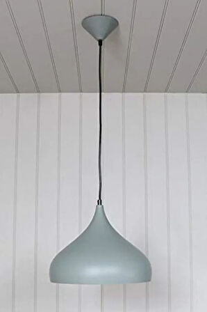 Modern Metal Sarkıt, Salon, Hol, Mutfak Avizesi, Gri Renk Metal Avize, 36 Cm Çapında Metal Avize