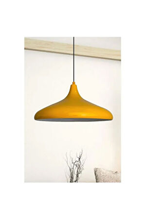 Modern Metal Sarkıt, Salon, Hol, Mutfak Avizesi, Sarı Renk Metal Avize, 36 Cm Çapında Metal Avize