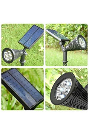  4 Adet Kaliteli, 7 Watt Yeşil Işık Solar Armatür, Güneş Enerjili Çim, Çiçek, Ağaç,  Bahçe Armatürü