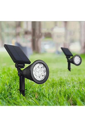  4 Adet Kaliteli, 7 Watt Yeşil Işık Solar Armatür, Güneş Enerjili Çim, Çiçek, Ağaç,  Bahçe Armatürü