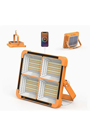 Solar Powerbank, 200 Watt Güneş Enerjili, 4 Işık Modlu, SOS Çakar Işıklı Kampçı Balıkçı Çoban Feneri