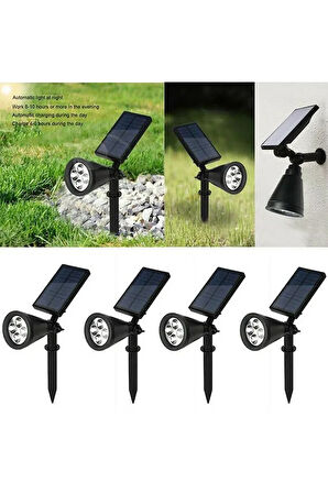  4 Adet, 7 Watt Günışığı, Kaliteli Solar Armatür, Güneş Enerjili Bahçe, Çim, Çiçek, Ağaç Armatürü