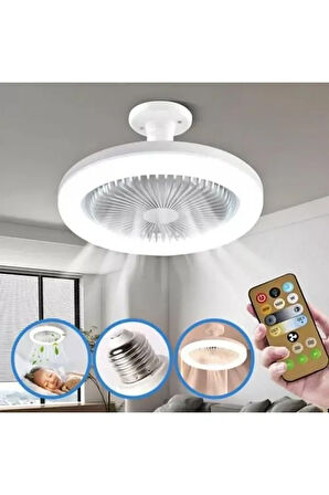 3 Işık Modlu, Dimlenebilir, 3 Fan Hızlı, Kumandalı, Pervaneli, 42 Watt Çok Kaliteli Led Fan Ampul