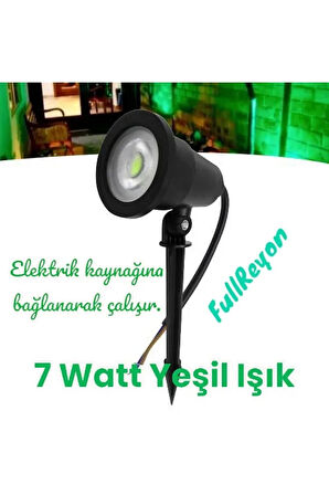  Elektrikle Çalışır, 7 Watt YEŞİL IŞIK Kazıklı Bahçe Armatürü, Çim Çiçek, Ağaç Aydınlatma Led Armatür