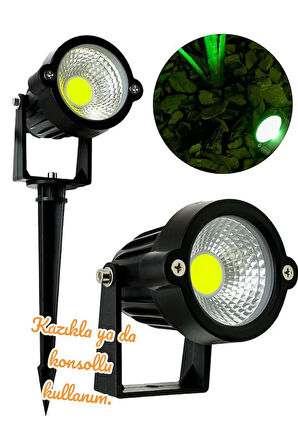 Elektrikle Çalışır, 7 Watt YEŞİL IŞIK Kazıklı Bahçe Armatürü, Çim Çiçek, Ağaç Aydınlatma Led Armatür