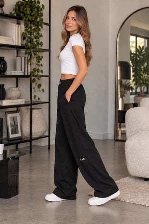 Kadın Beli Lastikli Geniş Paça Baggy Eşofman Altı Cepli
