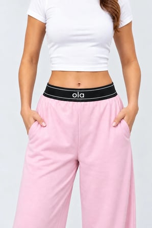 Kadın Beli Lastikli Geniş Paça Baggy Eşofman Altı Cepli