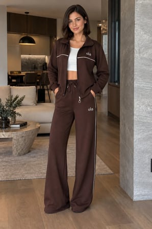 Kadın Nakışlı Sweatshirt ve Geniş Paça Pantolon İkili Takım