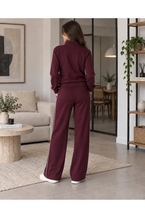 Kadın Nakışlı Sweatshirt ve Geniş Paça Pantolon İkili Takım