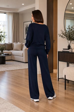 Kadın Oversize Yarasa Kol Bluz ve Bol Paça Pantolon İkili Takım