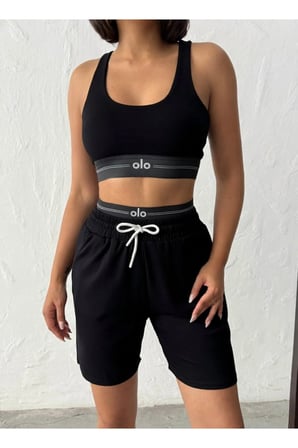 Kadın Modal Büstiyer ve Yüksek Bel Şort Spor Takım