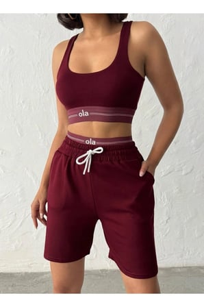 Kadın Modal Büstiyer ve Yüksek Bel Şort Spor Takım
