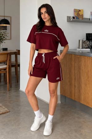 Kadın Oversize Tişört ve Beli Lastikli Şort İkili Takım