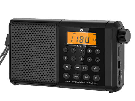 Dijital Ekranlı Saatli Manuel Kanal Arama & Kayıt Özellikli Fm Radyo Bluetooth Hoparlör 1715