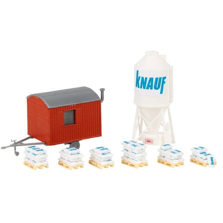Faller 180389, 1/87 Mini Alçı Silosu ve İnşaat Römorku plastik maketi