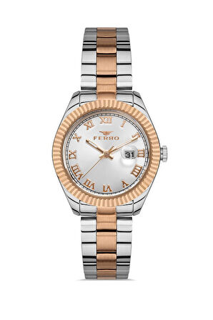 Ferro Quartz Çelik Rose/Gri 33 mm Kadın Kol Saati