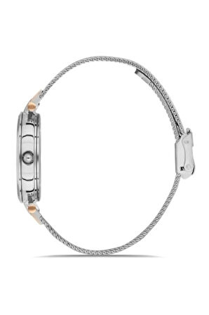 Rose Ve Gümüş Hasır Kordon Kadın Kol Saati Fl21318c-e