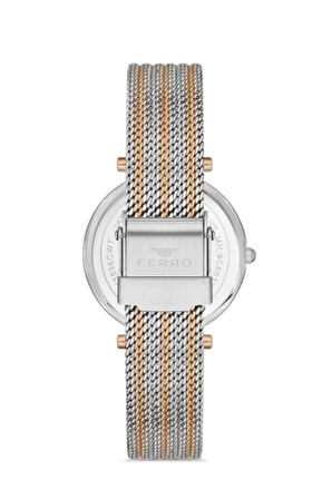 Rose Ve Gümüş Hasır Kordon Kadın Kol Saati Fl21318c-e