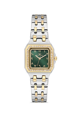 Ferro FL21609AWT-D6 Quartz Çelik Altın/Gri Yeşil Kadran 25 mm Kadın Kol Saati