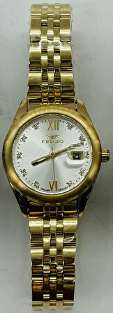 Ferro FL21618AWT-B Quartz Çelik Altın Rengi Beyaz Kadran 28 mm Kadın Kol Saati