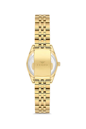 Ferro FL21618AWT-B Quartz Çelik Altın Rengi Beyaz Kadran 28 mm Kadın Kol Saati