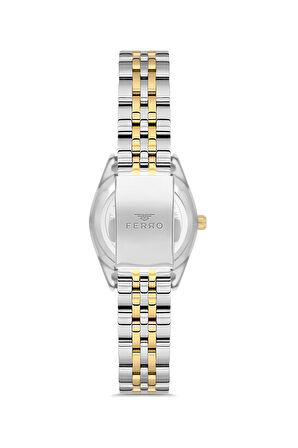 Ferro FL21618AWT-D6 Quartz Çelik Altın/Gri Yeşil Kadran 28 mm Kadın Kol Saati