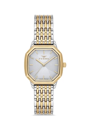 Ferro FL21766AWT-D Quartz Çelik Sarı Gri 28 mm Kadın Kol Saati