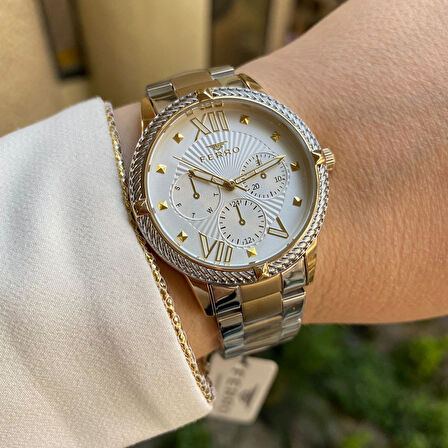 Ferro FL40096A-D 36 mm Sarı-Gümüş Çelik Kordon Kadın Kol Saati
